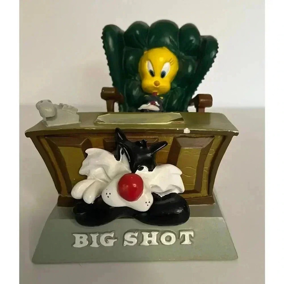 Looney Tunes SYLVESTER & TWEETY "BIG SHOT" 1996 Warner Bros Desk Figurine - Picture 1 of 6
